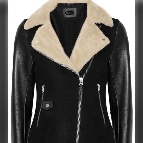 Danica Wild Leather & Sherling Mix Jacket in Black - Picture 3 of 6